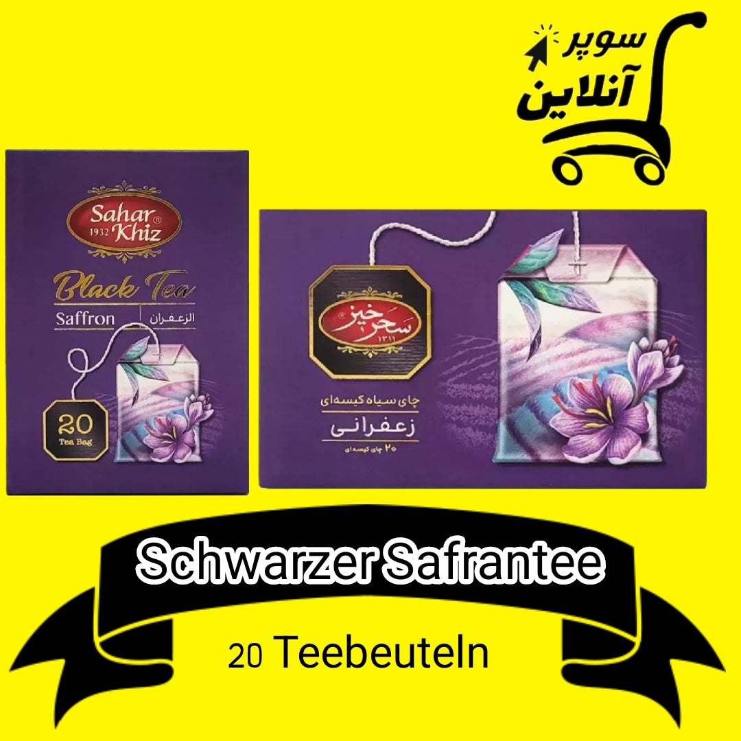 Schwarzer Tee mit Safran 20 Beutel | چای سیاه زعفرانی
