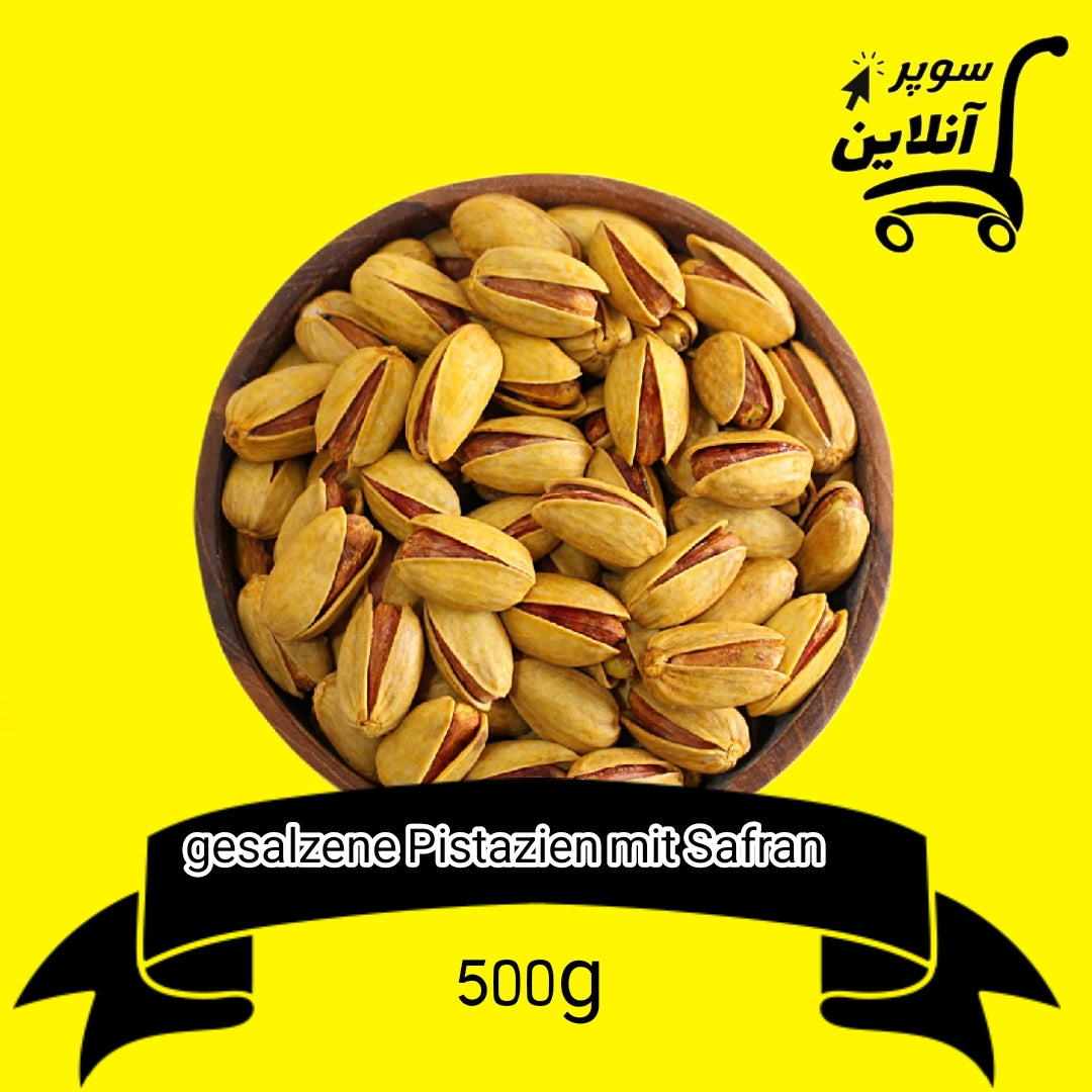 Geslazene, Geröstete Pistazien mit Safran 500g | پسته شور زعفزانی